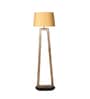 Amalia Beige Iron Shade Club Floor Lamp With Wood Base