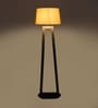 Amalia Beige Iron Shade Club Floor Lamp With Wood Base