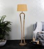 Henry Beige Iron Shade Club Floor Lamp With Wood Base