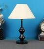 Beige Shade Table Lamp With Black Metal Base