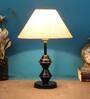 Beige Shade Table Lamp With Black Metal Base