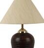Nigela Beige Fabric Shade Night Lamp With Teracotta Base