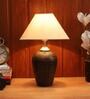 Nigela Beige Fabric Shade Night Lamp With Teracotta Base