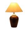 Nigela Beige Fabric Shade Night Lamp With Teracotta Base