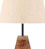 Beige Shade Table Lamp With Brown Woodden Base