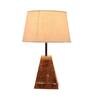 Beige Shade Table Lamp With Brown Woodden Base