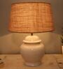 Dorian Beige Cotton Shade Night Lamp With Ceramic Base