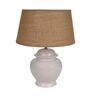 Dorian Beige Cotton Shade Night Lamp With Ceramic Base