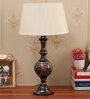 Beige Shade Table Lamp With Golden Black Brass Base