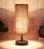 Persian Beige Jute Shade Table Lamp With Iron Base