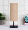 Persian Beige Jute Shade Table Lamp With Iron Base