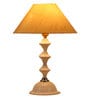 Yogasana Beige Fabric Shade Night Lamp With Metal Base