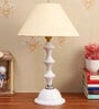 Yogasana Beige Fabric Shade Night Lamp With Metal Base