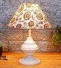 Beige & Gold Shade Table Lamp With Metal Base