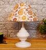 Beige & Gold Shade Table Lamp With Metal Base