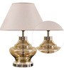Palermo Beige Cottan Fabric Shade Night Lamp With Metal & Glass Base