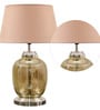 Mylo Beige Cottan Fabric Shade Night Lamp With Metal & Glass Base