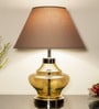 Palermo Beige Cottan Fabric Shade Night Lamp With Metal & Glass Base