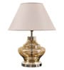 Palermo Beige Cottan Fabric Shade Night Lamp With Metal & Glass Base