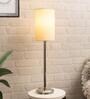 Beige Shade Table Lamp With Stainless Steel Base