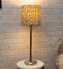 Beige Shade Table Lamp With Stainless Steel Base