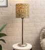 Beige Shade Table Lamp With Stainless Steel Base