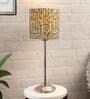 Beige Shade Table Lamp With Stainless Steel Base