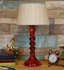 Kevin Beige Fabric Shade Night Lamp With Wood Base