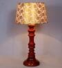 Lense Beige Fabric Shade Night Lamp With Wood Base