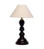 Athens Beige Fabric Shade Night Lamp With Wood Base