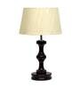 Eros Beige Fabric Shade Night Lamp With Wood Base