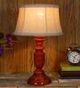 Knepp Beige Fabric Shade Night Lamp With Wood Base