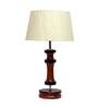 Canvas Beige Fabric Shade Night Lamp With Wood Base