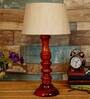 Venice Beige Fabric Shade Night Lamp With Wood Base