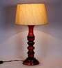 Fondi Beige Fabric Shade Night Lamp With Wood Base