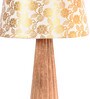 Designeer Beige Fabric Shade Night Lamp With Wood Base