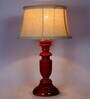 Knepp Beige Fabric Shade Night Lamp With Wood Base