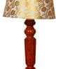 Modern Beige Fabric Shade Night Lamp With Wood Base