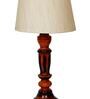 Contemporary Beige Fabric Shade Night Lamp With Wood Base