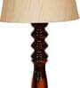 Imprisoned Beige Fabric Shade Night Lamp With Wood Base