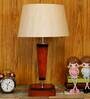 Fergal Beige Fabric Shade Night Lamp With Wood Base