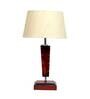 Magalie Beige Fabric Shade Night Lamp With Wood Base