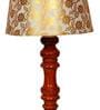 Lense Beige Fabric Shade Night Lamp With Wood Base