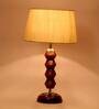 Bastian Beige Fabric Shade Night Lamp With Wood Base