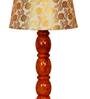 Designer Beige Fabric Shade Night Lamp With Wood Base