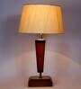 Fergal Beige Fabric Shade Night Lamp With Wood Base
