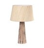 Angular Beige Fabric Shade Night Lamp With Wood Base