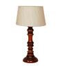 Chicago Beige Fabric Shade Night Lamp With Wood Base
