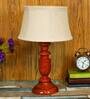 Knepp Beige Fabric Shade Night Lamp With Wood Base