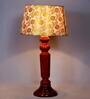 Modern Beige Fabric Shade Night Lamp With Wood Base